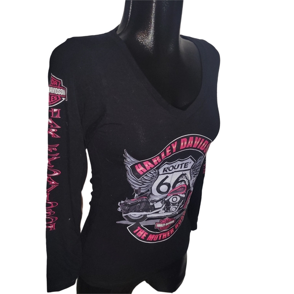 Harley Davidson Black Graphic Front Long Sleeve Shirt - Picture 2 of 6